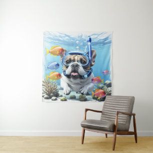 Französische Bulldogge im Urlaub French Bulldog Wandteppich