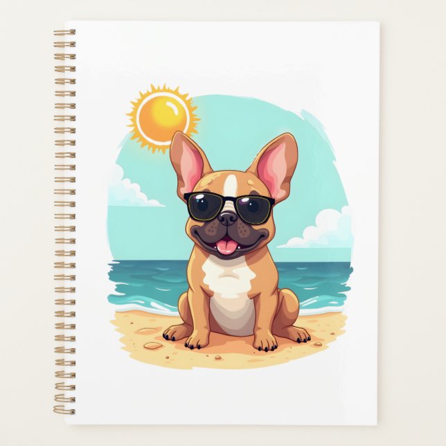 Französische Bulldogge im Urlaub Planer (Vorderseite)