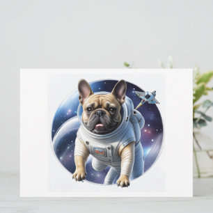 Französische Bulldogge im Weltall im Urlaub
