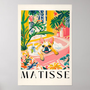 Französische Bulldogge in der Badewanne, Lustige B Poster