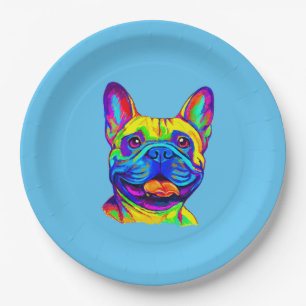 Französische Bulldogge in der Farbe Pappteller