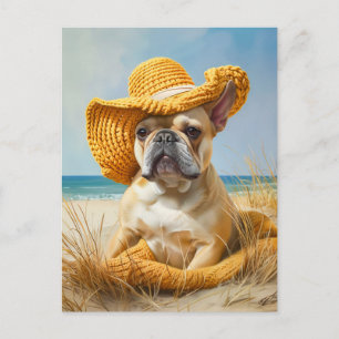 Französische Bulldogge in gestrickter Hundemode Feiertagspostkarte