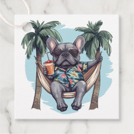 Französische Bulldogge in hawaiianischem Oberteil Geschenkanhänger
