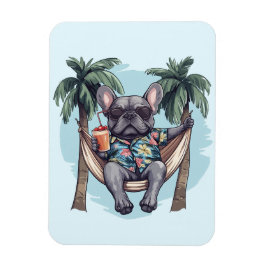 Französische Bulldogge in hawaiianischem Oberteil Magnet