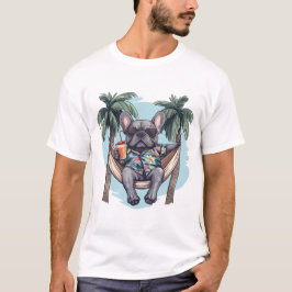 Französische Bulldogge in hawaiianischem Oberteil T-Shirt