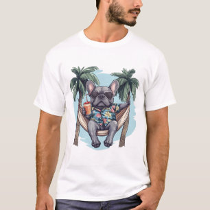 Französische Bulldogge in hawaiianischem Oberteil T-Shirt