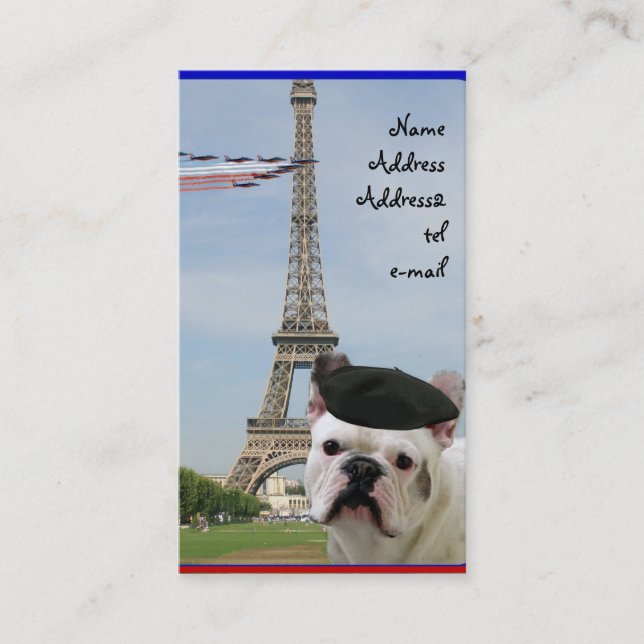 Französische Bulldogge in Paris-Visitenkarte Visitenkarte (Vorderseite)