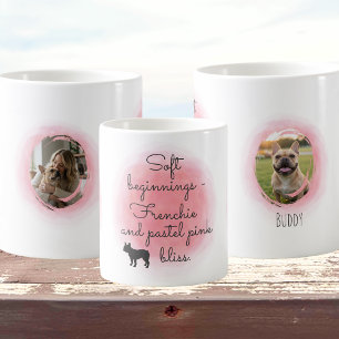 Französische Bulldogge in Pastellrosa mit individu Kaffeetasse