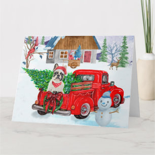 Französische Bulldogge in Weihnachtslieferwagen Sc Karte
