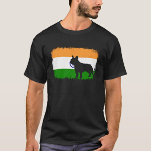 Französische Bulldogge Indien Indische Flagge Fren T-Shirt