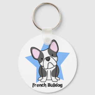 Französische Bulldogge Kawaii Stern BWs Schlüsselanhänger