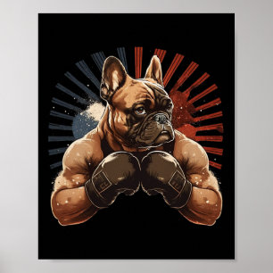 Französische Bulldogge Kickboxen Kampfsport Boxen Poster