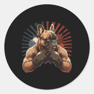Französische Bulldogge Kickboxen Kampfsport Boxen  Runder Aufkleber