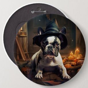 Französische Bulldogge Kürbisse Halloween Gruselig Button