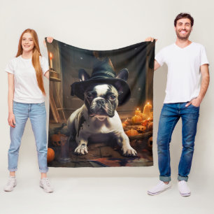 Französische Bulldogge Kürbisse Halloween Gruselig Fleecedecke