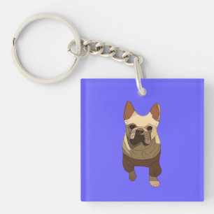 Französische Bulldogge, Lavendel Lila Schlüsselanhänger