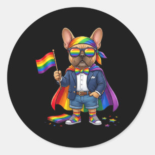 Französische Bulldogge Lgbt Regenbogen Lesbisch Sc Runder Aufkleber