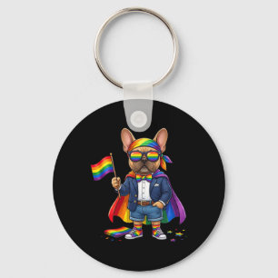 Französische Bulldogge Lgbt Regenbogen Lesbisch Sc Schlüsselanhänger