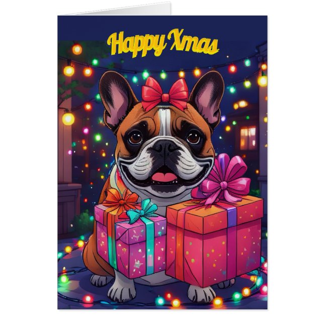 Französische Bulldogge Lichterkette Weihnachten (Vorne)