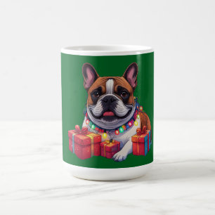 Französische Bulldogge Lichterkette Weihnachten Kaffeetasse