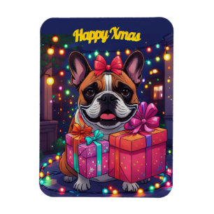 Französische Bulldogge Lichterkette Weihnachten Magnet