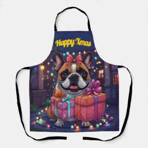 Französische Bulldogge Lichterkette Weihnachten Schürze