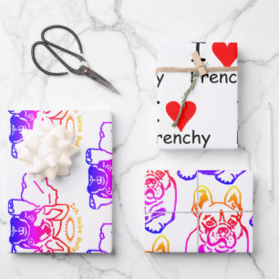Französische Bulldogge Liebe French Bulldog Geschenkpapier Set