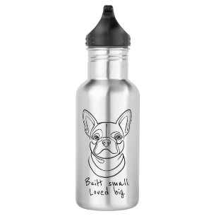 Französische Bulldogge Linienkunst. Klein gebaut. Edelstahlflasche