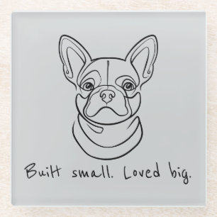Französische Bulldogge Linienkunst. Klein gebaut. Glasuntersetzer