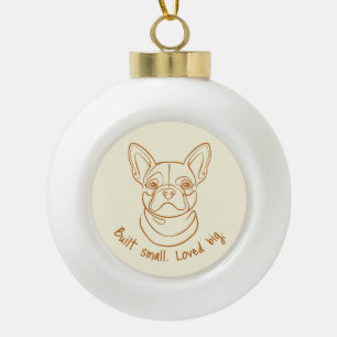 Französische Bulldogge Linienkunst. Klein gebaut. Keramik Kugel-Ornament