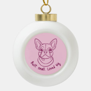Französische Bulldogge Linienkunst. Klein gebaut. Keramik Kugel-Ornament