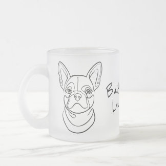 Französische Bulldogge Linienkunst. Klein gebaut. Mattglastasse