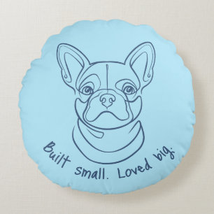 Französische Bulldogge Linienkunst. Klein gebaut.  Rundes Kissen