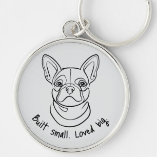 Französische Bulldogge Linienkunst. Klein gebaut. Schlüsselanhänger