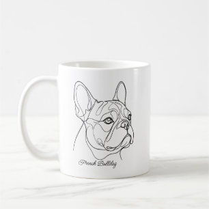Französische Bulldogge Linienzeichnung Individuell Kaffeetasse