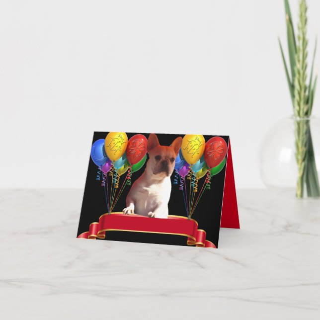 Französische Bulldogge Luftballon French Bulldog Einladung (Vorderseite)