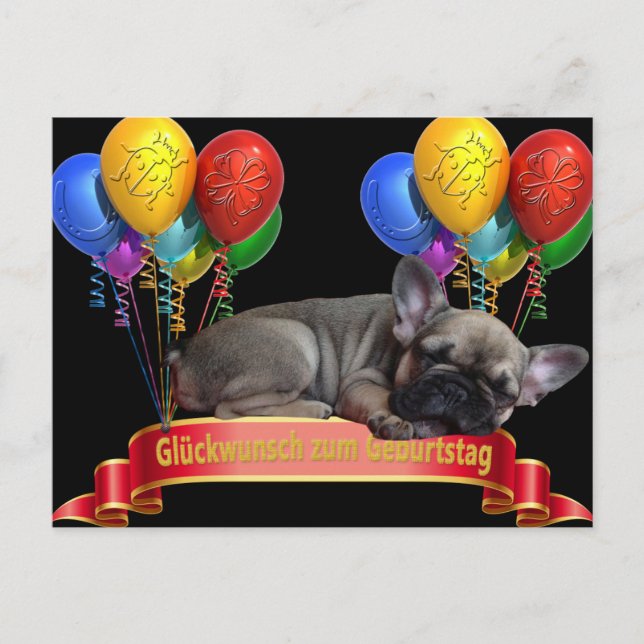 französische Bulldogge Luftballon French Bulldog Postkarte (Vorderseite)