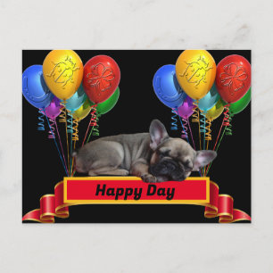 Französische Bulldogge Luftballon French Bulldog Postkarte