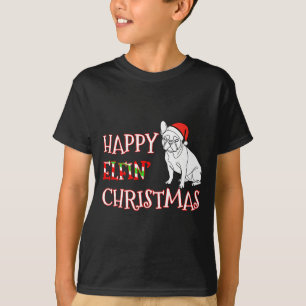 Französische Bulldogge Lustige Santa Hut Glücklich T-Shirt