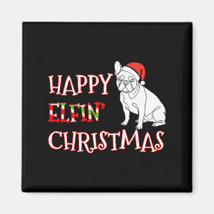 Französische Bulldogge Lustige Weihnachtsmannmütze Magnet