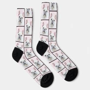 Französische Bulldogge Malerei Weiß Creme Hund Kun Socken