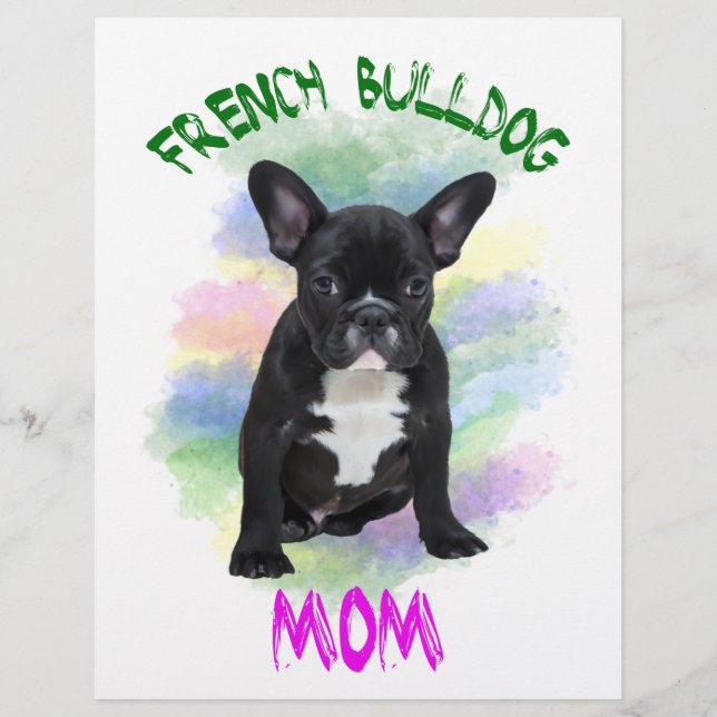Französische Bulldogge Mama Aquarellmalerei Art (Vorderseite)