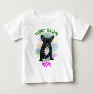 Französische Bulldogge Mama Aquarellmalerei Art Baby T-shirt