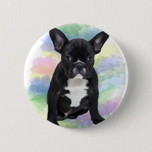 Französische Bulldogge Mama Aquarellmalerei Art Button