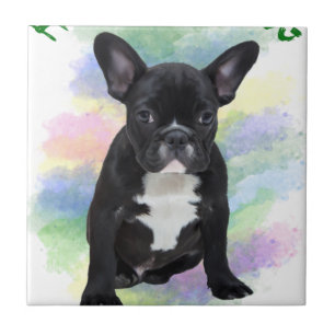 Französische Bulldogge Mama Aquarellmalerei Art Fliese