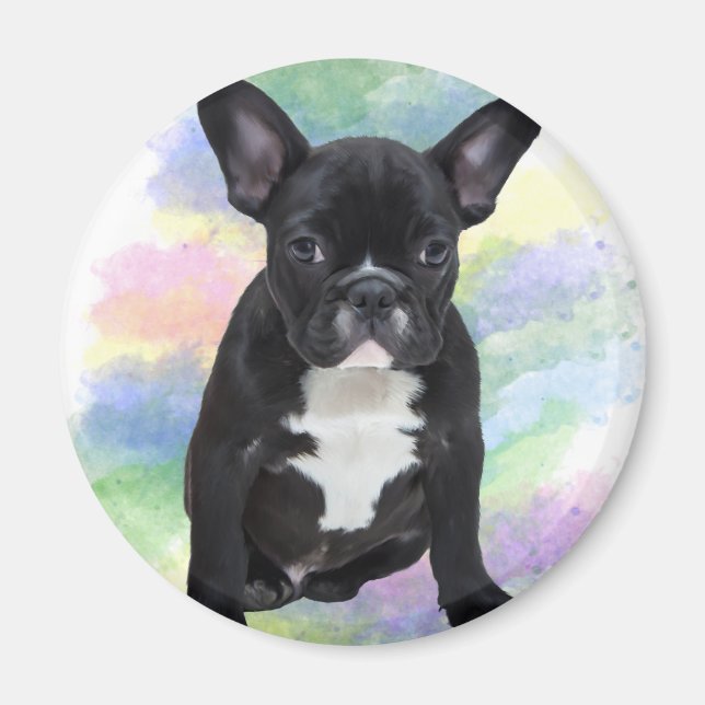 Französische Bulldogge Mama Aquarellmalerei Art Magnet (Vorne)