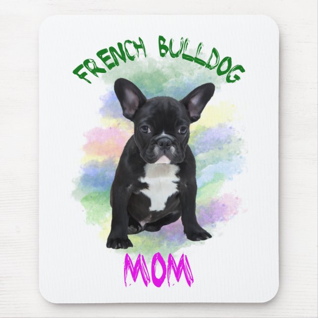 Französische Bulldogge Mama Aquarellmalerei Art Mousepad (Vorne)