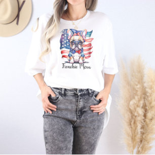 Französische Bulldogge Mama Patriotische USA-Flagg Tri-Blend Shirt