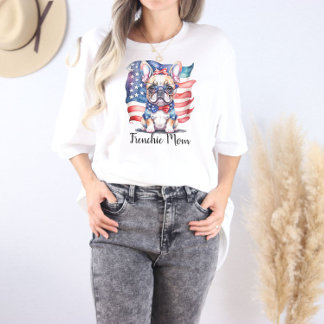 Französische Bulldogge Mama Patriotische USA-Flagg Tri-Blend Shirt