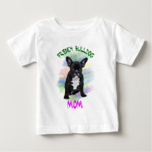 Französische Bulldogge Mama Wasserfarbe Ölmalerei Baby T-shirt
